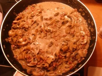 Rahmchampignons mit Schweinesteak - Rezept