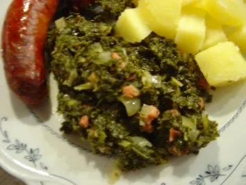 Grünkohl im Backofen gegart mit Pinkelwurst und Mettendchen - Rezept - Bild Nr. 2