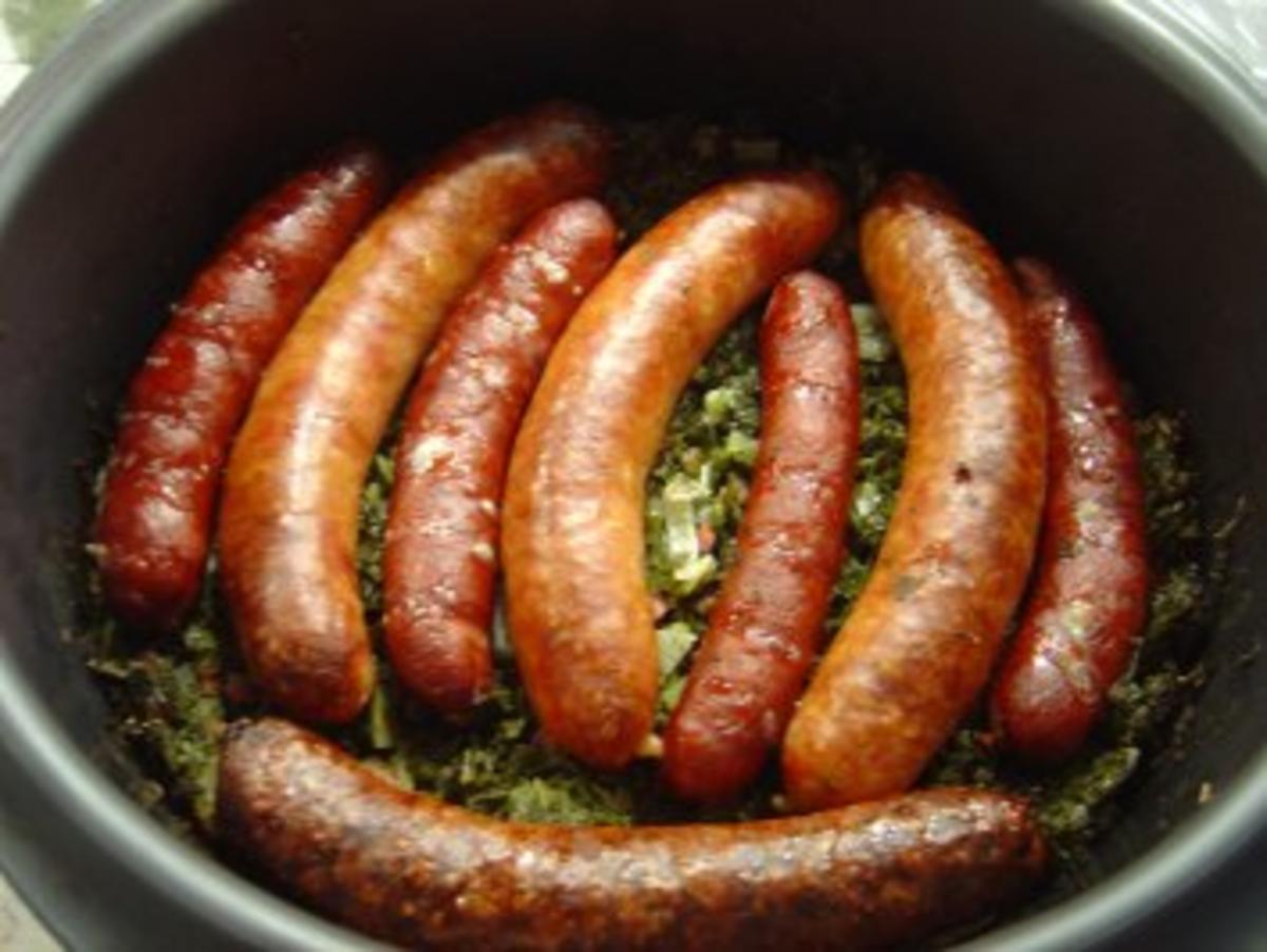 Grünkohl im Backofen gegart mit Pinkelwurst und Mettendchen - Rezept - Bild Nr. 6