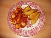 Mary's  „ Yamwurzel „ mit Tomaten-Shrimpsoße - Rezept