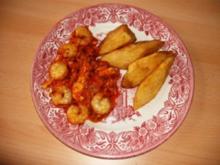 Mary's  „ Yamwurzel „ mit Tomaten-Shrimpsoße - Rezept