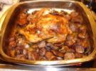 Huhn mit Lila Kartoffeln und Champignons aus dem Backofen - Rezept