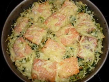 Lachs - Nudel - Spinat - Torte - Rezept