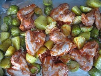 Hähnchenflügel mit Rosenkohl - Rezept