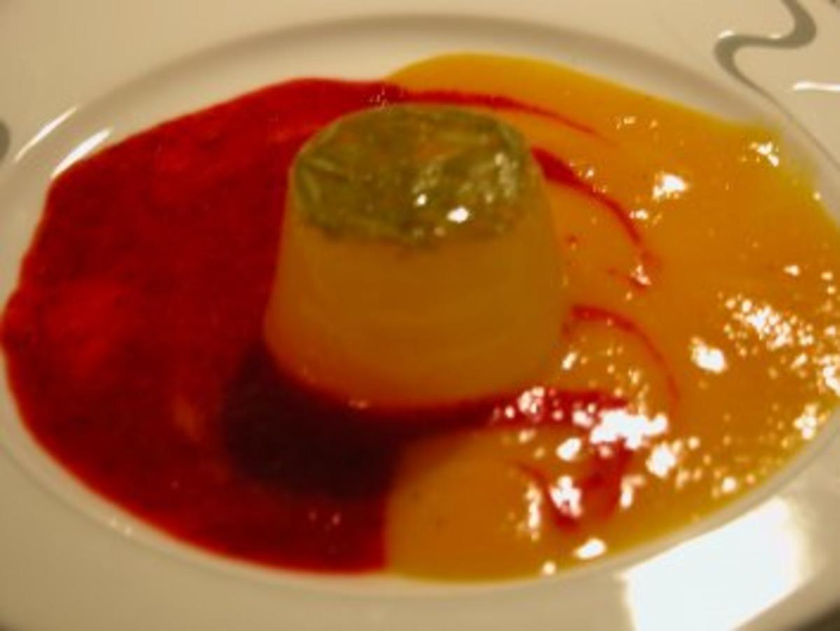 Dessert - Limetten- MInz-Gelee mit Fruchtpüree - Rezept
