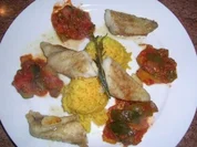 Seeteufel mit Steinpilzstaub an Ratatouillle-Gemüse und Safran Reis - Rezept