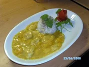 Mango- Geflügel-Kokos-Ingwer-Cürry mit Reis - Rezept
