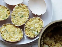 Gefüllte Eier in Schale( Vegetarisch) - Rezept - Bild Nr. 3