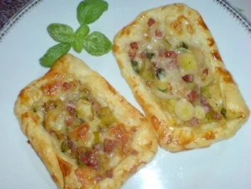 Rezept: Blätterteigkörbchen mit Schinkenspeck Blätterteigkörbchen mit Schinkenspeck - Rezept