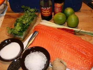 Rezept: Lachs, gebeizt mit Wasabidip Bild Nr. 2 Lachs, gebeizt mit Wasabidip - Rezept - Bild Nr. 2