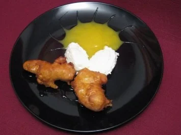 Rezept: Joghurtmousse mit gebackenen Früchten an Mangosoße Joghurtmousse mit gebackenen Früchten an Mangosoße - Rezept