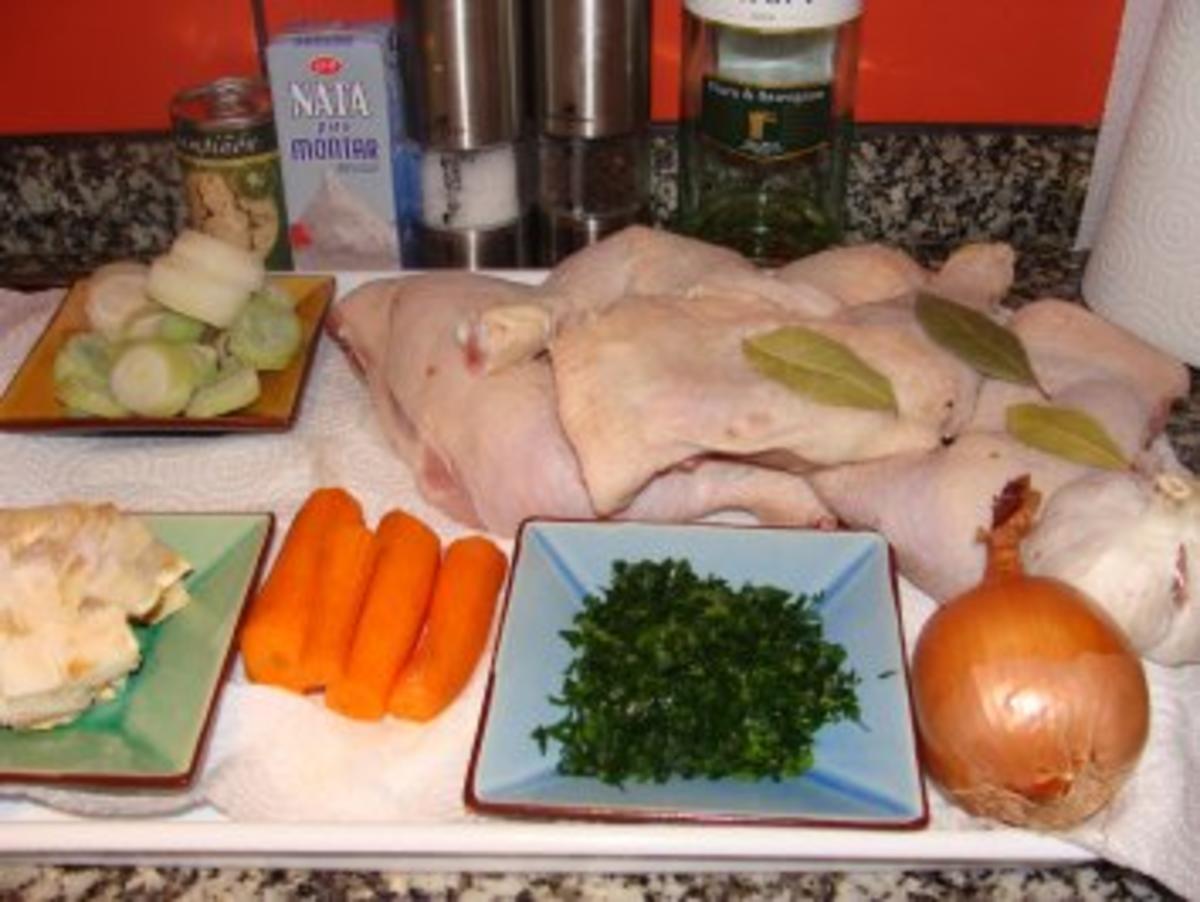 Geflügel : - Hühnerfrikassee - mit Reis und Salat - Rezept - Bild Nr. 3