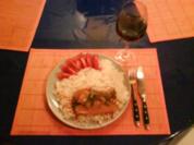 Fisch: Hering mit Ananas-Curry-Soße auf Thaireis - Rezept