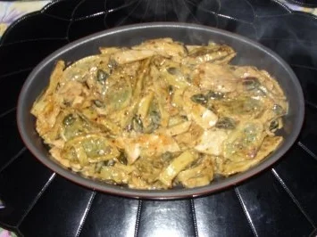 Maultaschen-Putenstreifen mit Kürbiskernen und Käse überbacken - Rezept - Bild Nr. 4