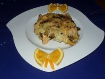 Maultaschen-Putenstreifen mit Kürbiskernen und Käse überbacken - Rezept - Bild Nr. 7