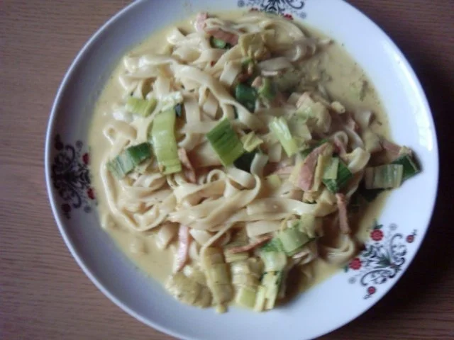 Bandnudeln an Lauchsahne - Rezept