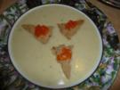 Kartoffelcremesuppe mit Lachskaviar - Rezept