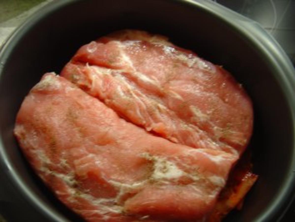 Lachs-Braten vom Schwein mit Käse und Tomaten - Rezept - Bild Nr. 4