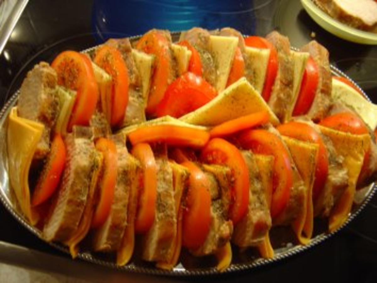 Lachs-Braten vom Schwein mit Käse und Tomaten - Rezept - Bild Nr. 5