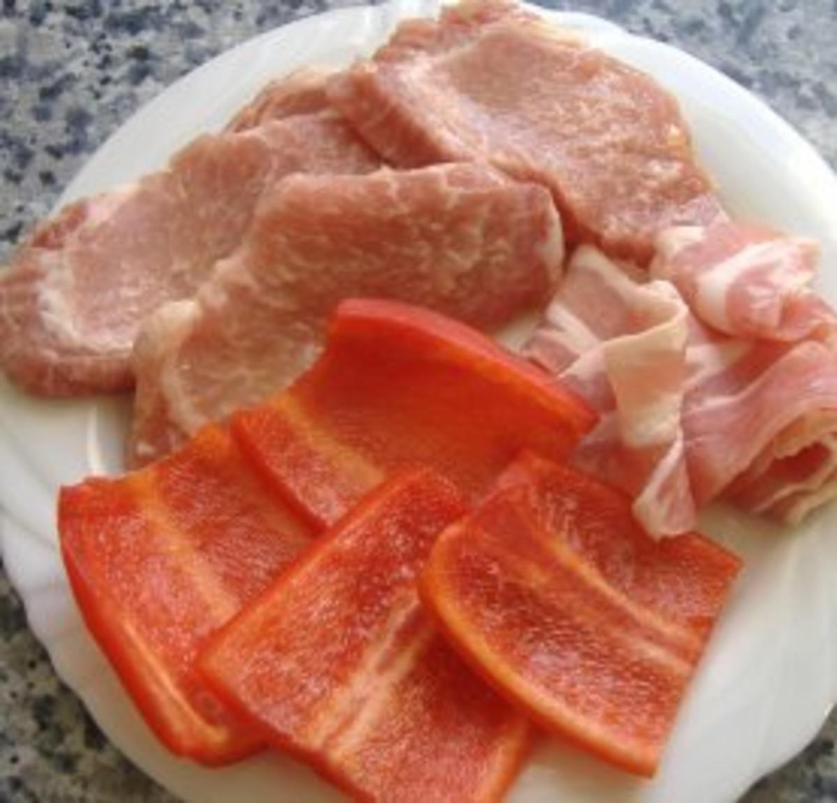 Montadito mit Lende,Bacon und rotem Paprika - Rezept - Bild Nr. 2