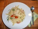 Penne rigate mit Tomaten,Rucola und Schafskäse - Rezept