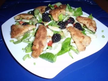 Rezept: Fruchtiger Feldsalat mit panierten Schnitzelchen Bild Nr. 8 Fruchtiger Feldsalat mit panierten Schnitzelchen - Rezept - Bild Nr. 8