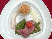 Kalbsfilet mit Kartoffelrisotto auf Parmaschinken-Schaum - Rezept