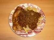 Linsen mit Bauchspeck und Spiralnudeln - Rezept