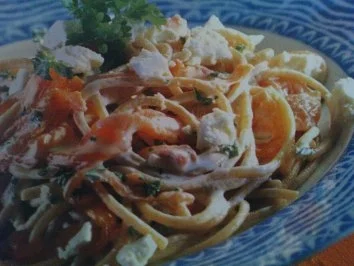 Rezept: Spaghetti al Salmone mit Lachs und Feta Spaghetti al Salmone mit Lachs und Feta - Rezept