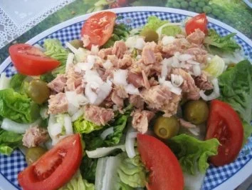 Rezept: Großer Salat mit Thunfisch und Zwiebeln Bild Nr. 2 Großer Salat mit Thunfisch und Zwiebeln - Rezept - Bild Nr. 2
