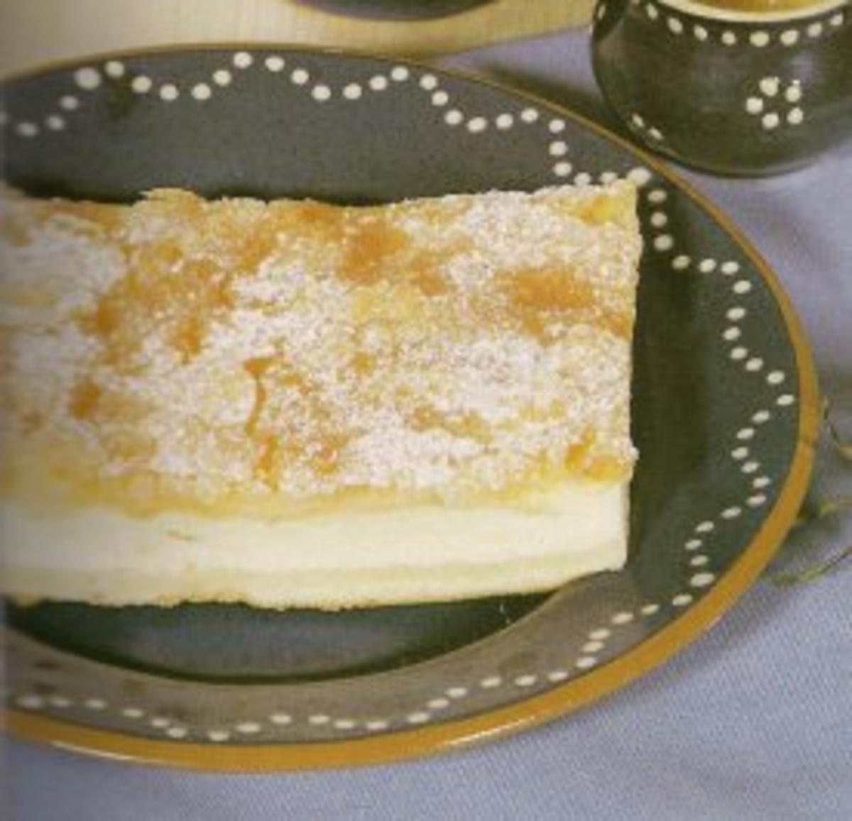Kirmeskuchen Blechkuchen mit Quark und Pudding - Rezept mit Bild