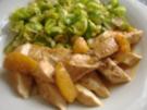 Hähnchenbrust mit Orangensauce und Rosenkohlblätter - Rezept