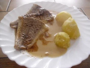 Rezept: Kochfisch - Senfsoße - Kartoffeln - mit brauner Butter Kochfisch - Senfsoße - Kartoffeln - mit brauner Butter - Rezept