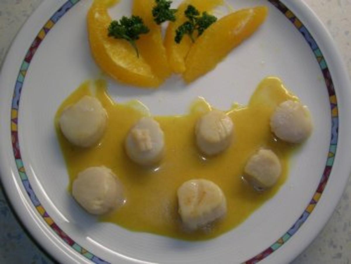 Jakobsmuscheln in Orangen-Chili-Curry-Sahne - Rezept - Bild Nr. 2
