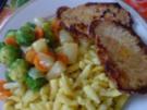 Spätzle mit Minutensteaks und Buttergemüse - Rezept