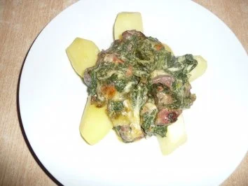 Rezept: Geflügelleber auf Blattspinat mit Mozzarella überbacken Bild Nr. 2 Geflügelleber auf Blattspinat mit Mozzarella überbacken - Rezept - Bild Nr. 2