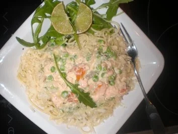 Rezept: Spaghetti in Lachskräutercreme Spaghetti in Lachskräutercreme - Rezept