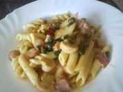 Brunchige Pasta mit Pilzen und Kürbiskernen á la moi - Rezept