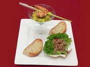 King-Prawn-Spieße an Mango-Avocadosalat und Tunfisch-Ceviche - Rezept
