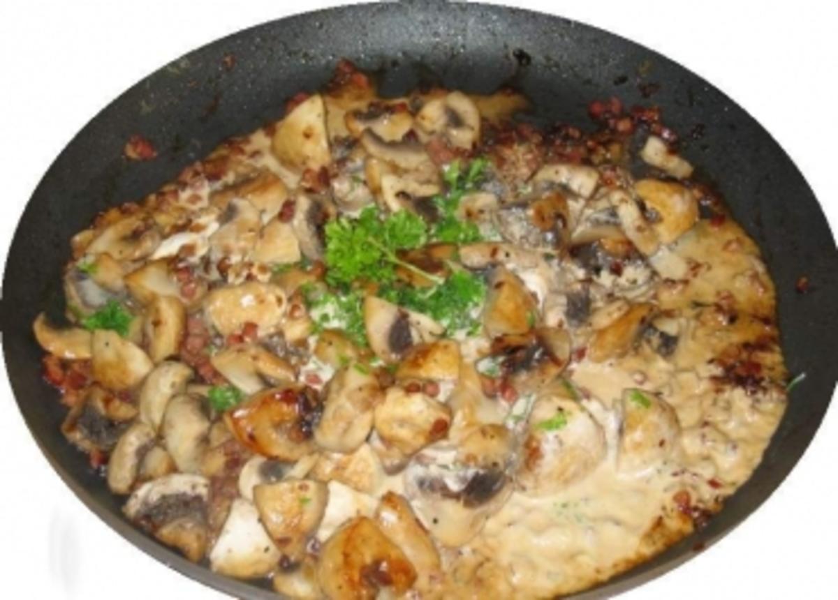 Champignons mit Schinken und Creme Fraiche - Rezept - kochbar.de