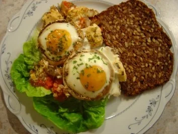 Mit Ei gefüllte Champignons... - Rezept