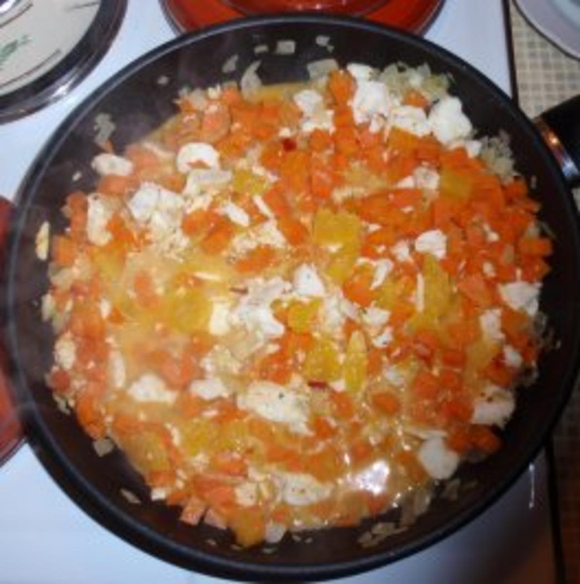 Kabeljaurückenfilet in Karotten-Chilisenf-Orangensoße und Basmatireis - Rezept - Bild Nr. 5