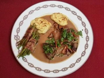 Boeuf Bourguignon, grüne Bohnen provençale und Sellerie-Kartoffelpüree (Ralph Morgenstern) - Rezept