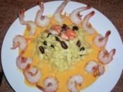 Fettuccini mit Paprikaschaum und Scampi - Rezept