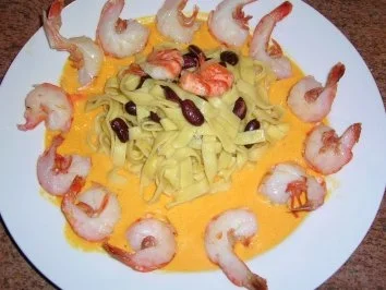 Fettuccini mit Paprikaschaum und Scampi - Rezept - Bild Nr. 5