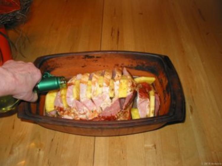 Ananas Kassler mit Sauerkraut und Pü - schnell &amp; einfach - 89 kcal/100g