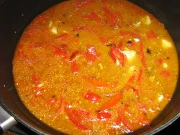 Rezept: geschmorte Hähnchenschenkel an Paprikagemüse und Basmatireis Bild Nr. 6 geschmorte Hähnchenschenkel an Paprikagemüse und Basmatireis - Rezept - Bild Nr. 6