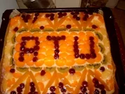 Quarkkuchen mit Früchten ( Blechkuchen ) - Rezept