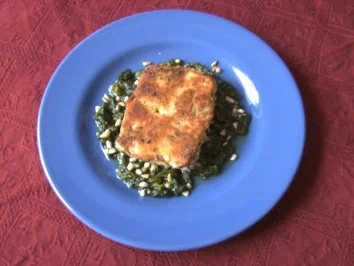 Feta - Käse auf Blattspinat - Rezept