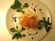 Kaisergranat in Teigstreifen auf Schwarzwurzel-Aprikosen-Salat - Rezept